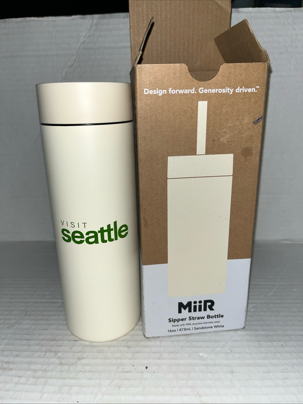 MiiR Double Wall 16Oz Stainless Insulated Travel Tumbler Visit Seattle White New